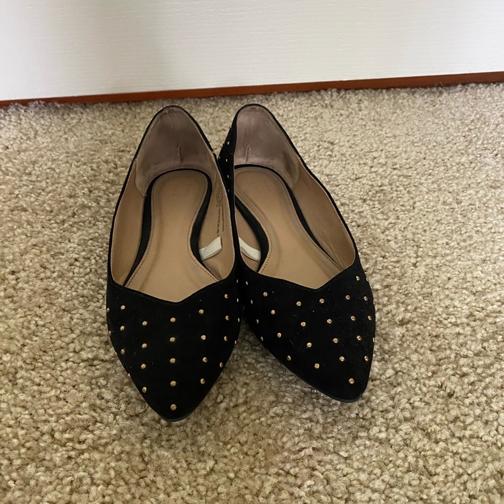 Black flats with gold studs